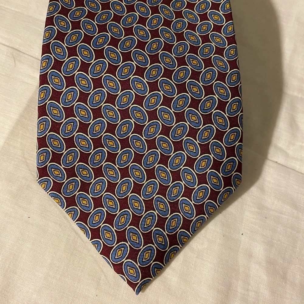 Givenchy Silk Neck‎ Tie  Maroon Blue Oval Design
